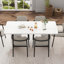 Table de salle à manger rectangulaire moderne blanc - base en bois massif, 6 places