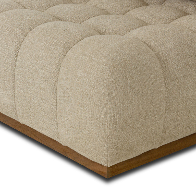 Roma Outdoor Teak Swivel Armless Lounge Chair, Hayes Cream