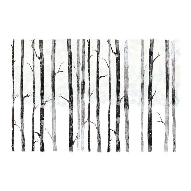 Silver Birch Trees - Wrapped Canvas Painting, 30cm H x 46cm W x 3.8cm D