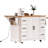 K&K 56 Inch Kitchen Island With Rubber Wood Veneer Drop Leaf, Power Outlet, 4 Door Shelves, Embossed Vertical Stripe Rolling Kitchen Cart On 4 Wheels With 6 Deep Drawers For Kitchen, Dining Room,White-1041613645