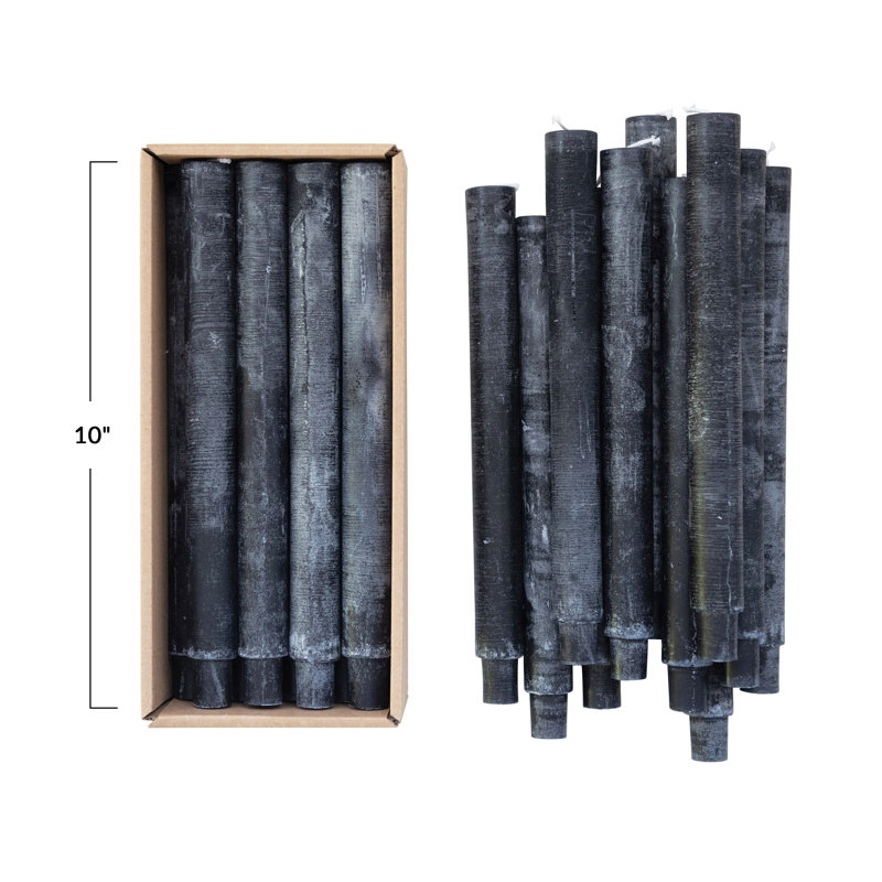 Bougie conique non parfumée avec porte-paraffine, Noir