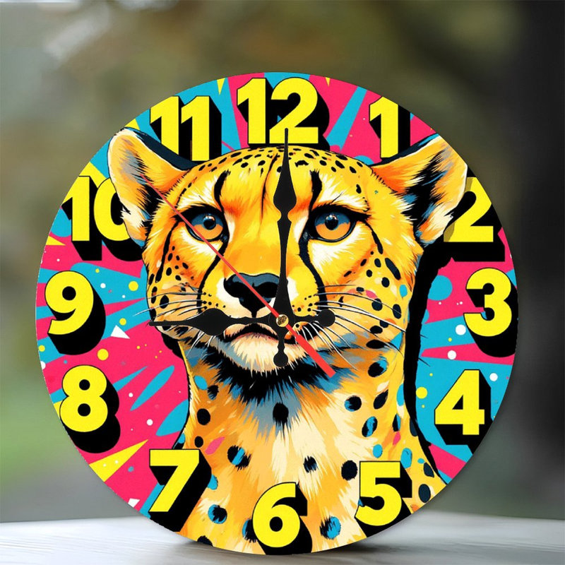 Colorful Cheetah Wall Clock Home Decor Design