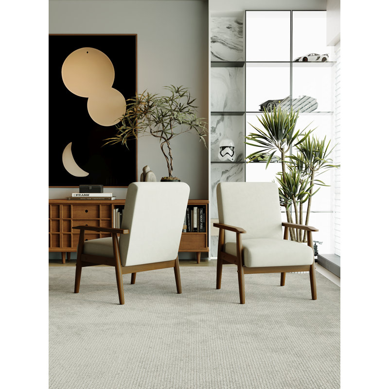 Bridgeview Linen Upholstered Accent Chair, Armchair with Solid Wood Frame，Set of 2, Linen