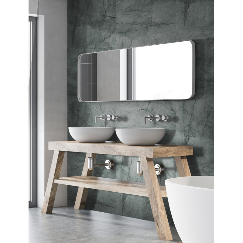 Miroir de salle de bain Duesbury, Gris, 65 po x 22 po