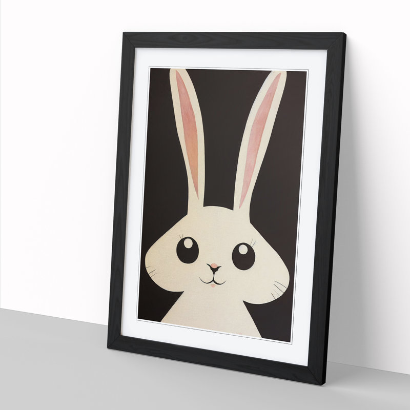 Rabbit Art - Single Picture Frame Print, 64cm H x 46cm W x 2cm D, Walnut