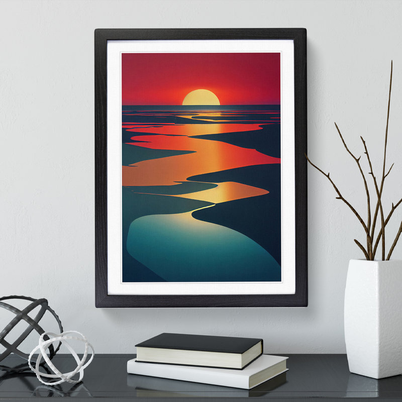Legendary Sunset View Abstract - Framed Print, Black, 46cm H x 34cm W x 2cm D