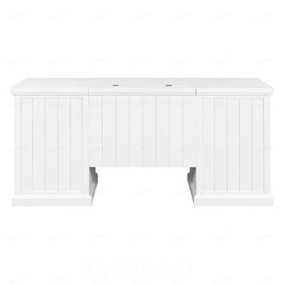67" Modern Executive Desk,Computer Desk with 2 Glass Doors Storage Cabinet and 3 Drawers, Rectangle Home Office Desk  ,Reading Desk,Writing Table,Work