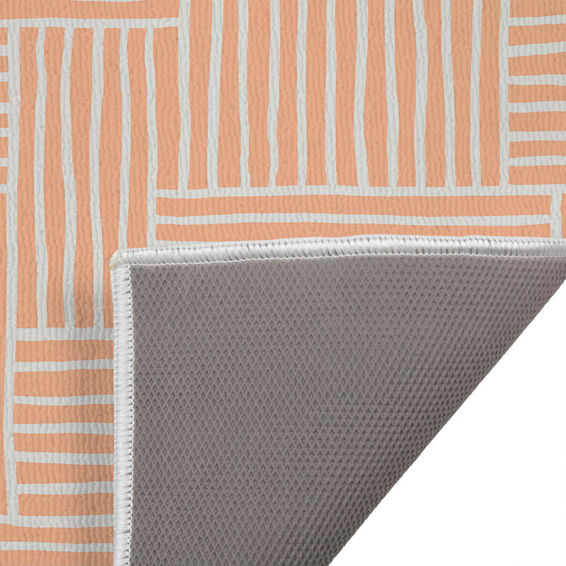 Grid Puz Outdoor Doormat, 17" W x 24" L, Peach/Orange