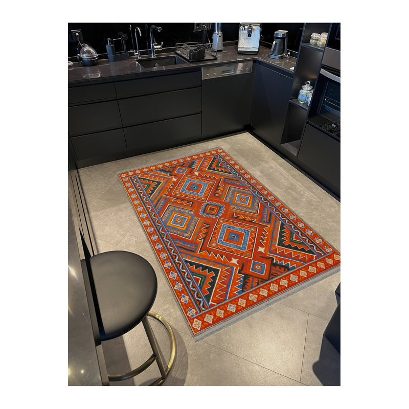 Tapis tissé orange Mosso, 3'3" x 6'7"