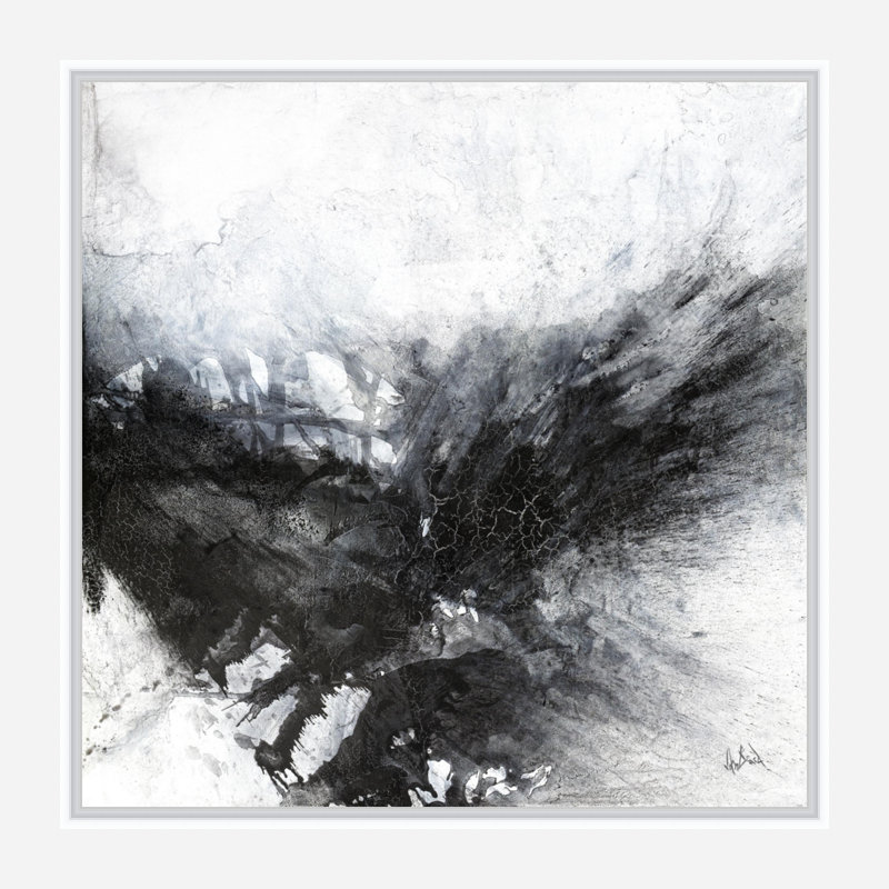 Black & Gray III - Artist Enhanced Canvas Print, 41.5" H x 41.5" W x 1.75" D, White Framed Canvas