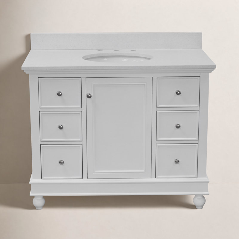 Ensemble de meuble-lavabo simple 42 po Ferdinand, Blanc, Quartz