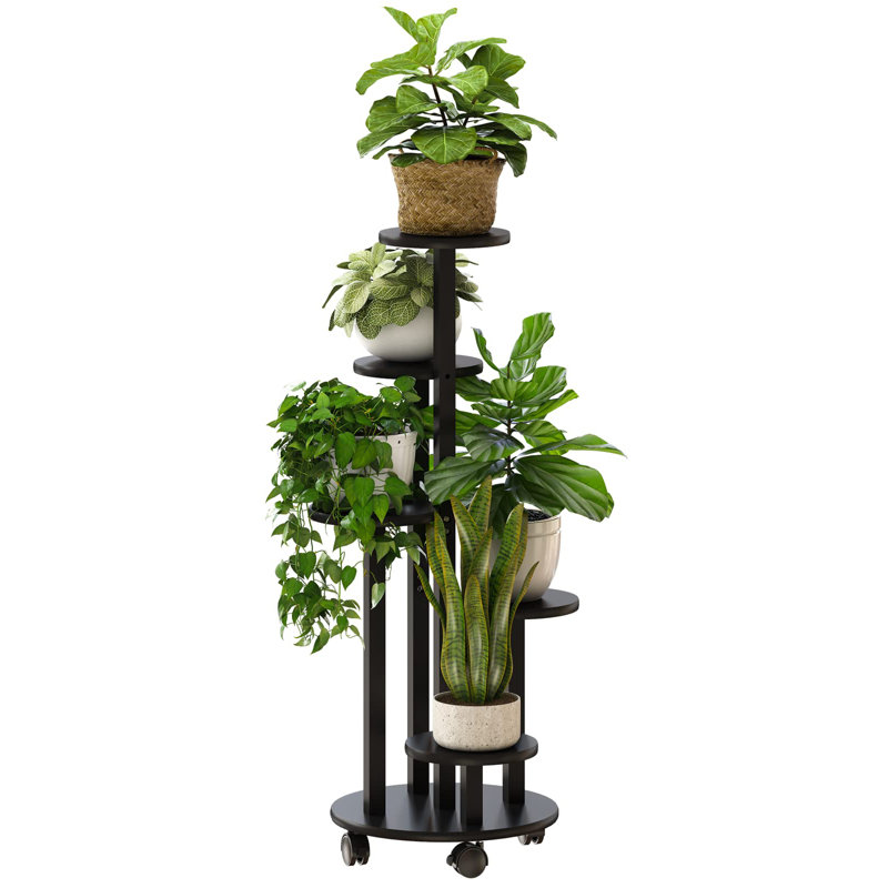 Support pour plante rond à plusieurs niveaux Cirota, Noir