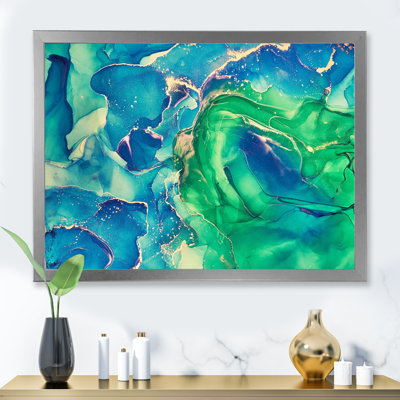 «Blue and Green Abstract Abstract Art I», reproduction sur toile