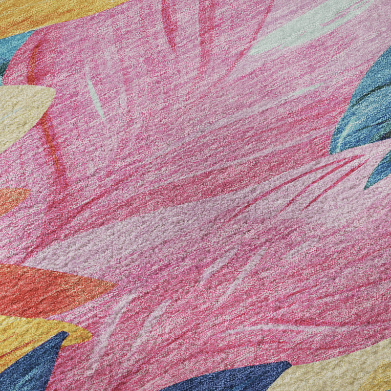 Tapis floral de qualité supérieure lavable à la machine Elize AMF1493, Rond 8 pi