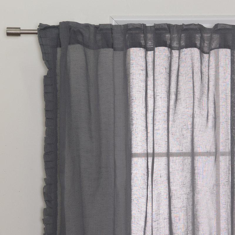 Kane Semi Sheer Curtains / Drapes Pair, Dark Gray