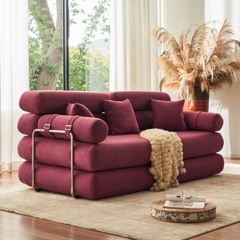 78.7" King Size Convertible Sleeper Sofa Bed With 3 Pillows,Retro Chenille Folding Mattress Couch, High Resilience Memory Foam Mattress Sofa Removable And Washable, Suitable For Small Space In Living Room, No Assembly Required