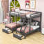 Full Over Twin & Twin 3 Drawer Triple / Quad Bunk Bed