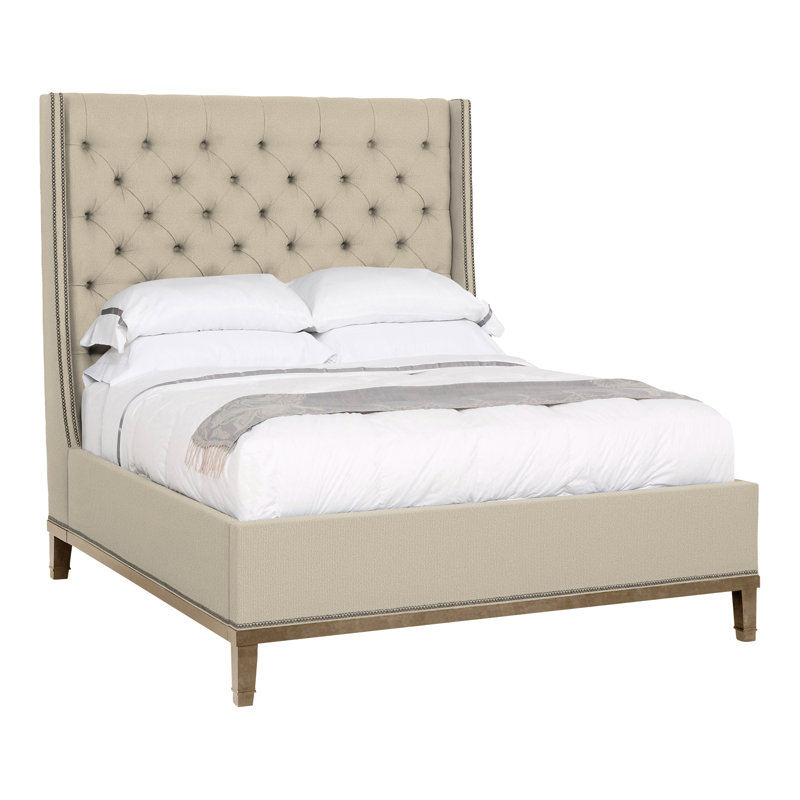 Michael Weiss Queen Upholstered Panel Bed, Hampton, Tuck Linen, Yes
