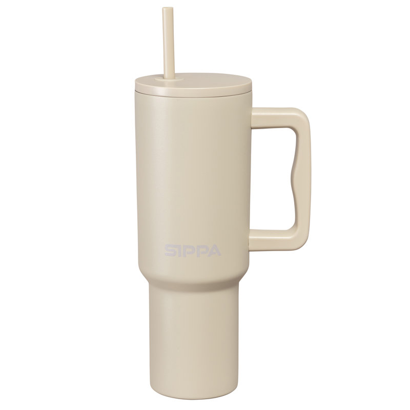 Gobelet en acier inoxydable de 40 oz avec paille et couvercle SIPPA, Bouton d'or