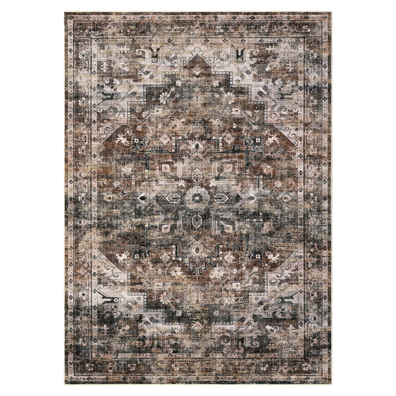 Machine Washable Area Rug Soft Rugs for Living Room Vintage Rug for Bedroom Dining Room Non-Slip Stain Resistant Under Table Rugs