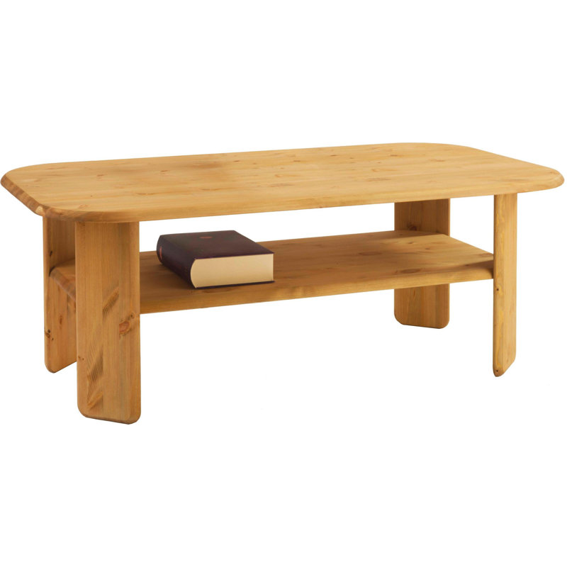 Brighton Solid Wood Four Leg Coffee Table with Storage, OIled 