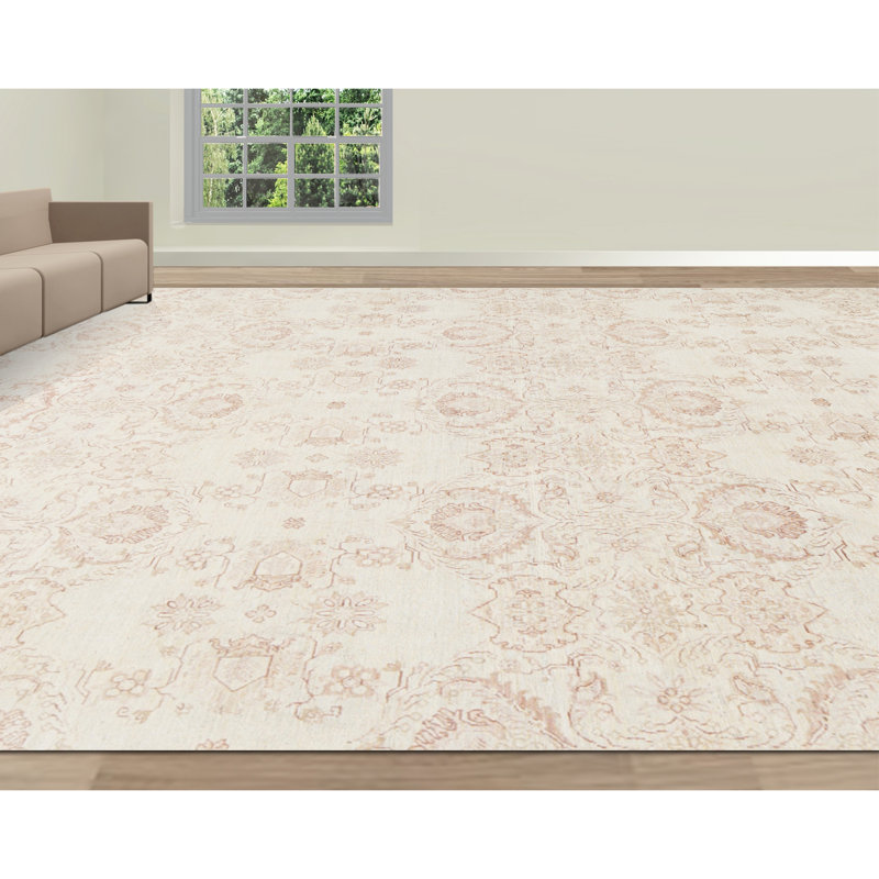 Wool Oriental Area Rug in Beige