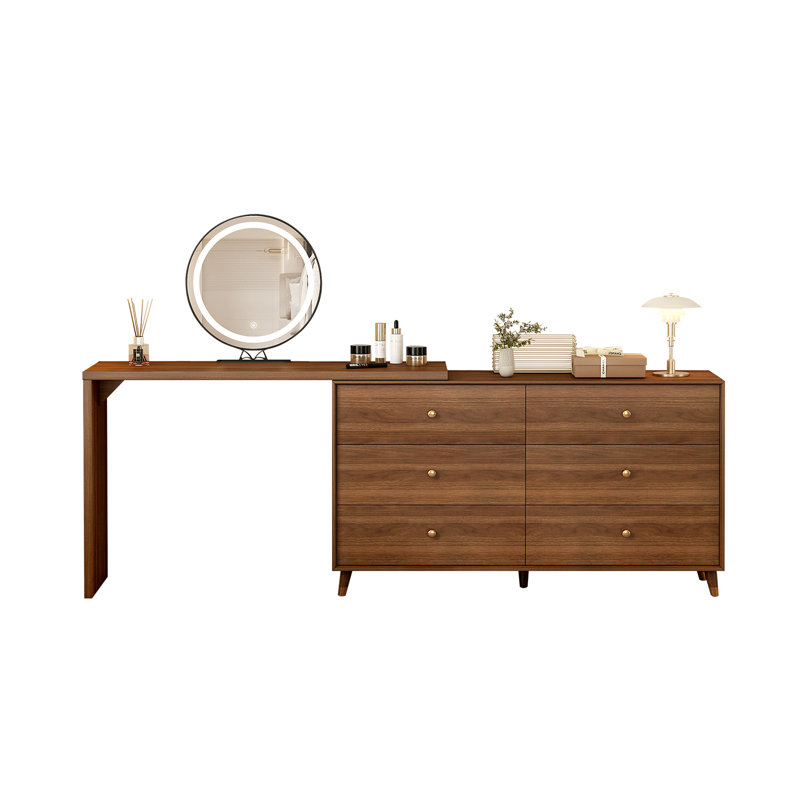 dresser and vanity combo 59" Makeup Desk with Drawers & Cabinet & Dresser, White Table with Drawer Dresser, Large Vanity Table with 8 Drawers, Vanity Desk with Large Mirror 3-Color Lights for Girls Thanks to the extendable design Dresser desk combo vanity for