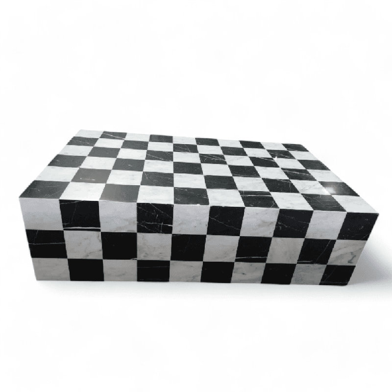 Table basse en marbre véritable noir Nero / marbre Carrara