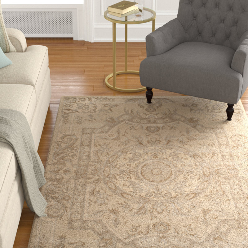 Tapis oriental en laine et viscose touffeté à la main Lendella, Rectangle 6 pi x 9 pi