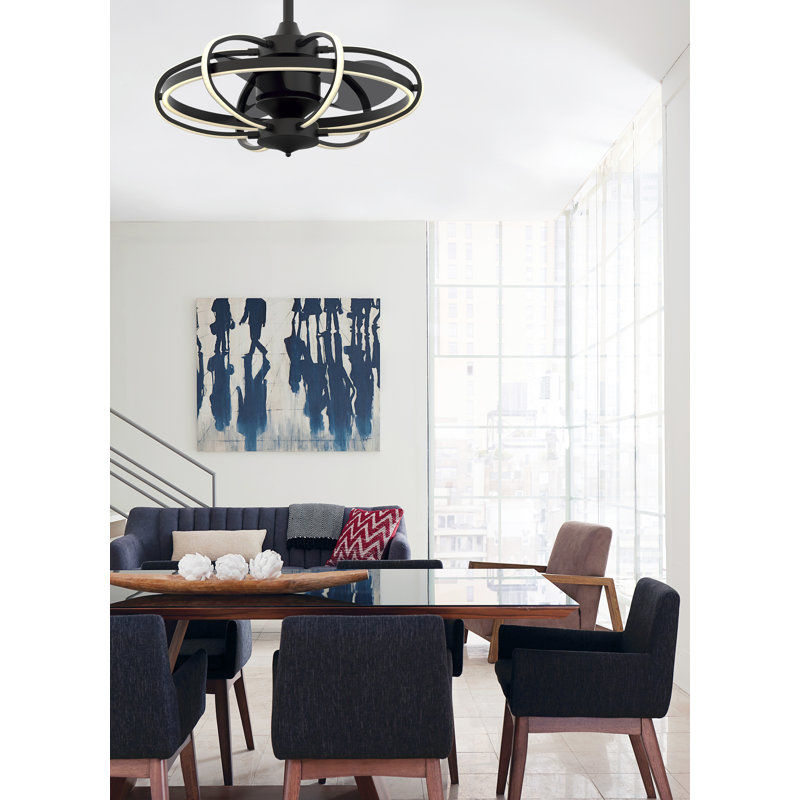 Obvi 22 inch Indoor Ceiling Fan with LED Light Kit - Black with Clear blades, Black