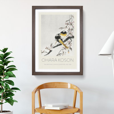 Two Sable Red Tails & Cherry Blossom by Ohara Koson - Picture Frame Art Prints