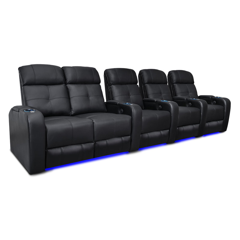 Cinéma maison inclinable électrique en cuir véritable 138,75 po Sehin avec porte-gobelet
