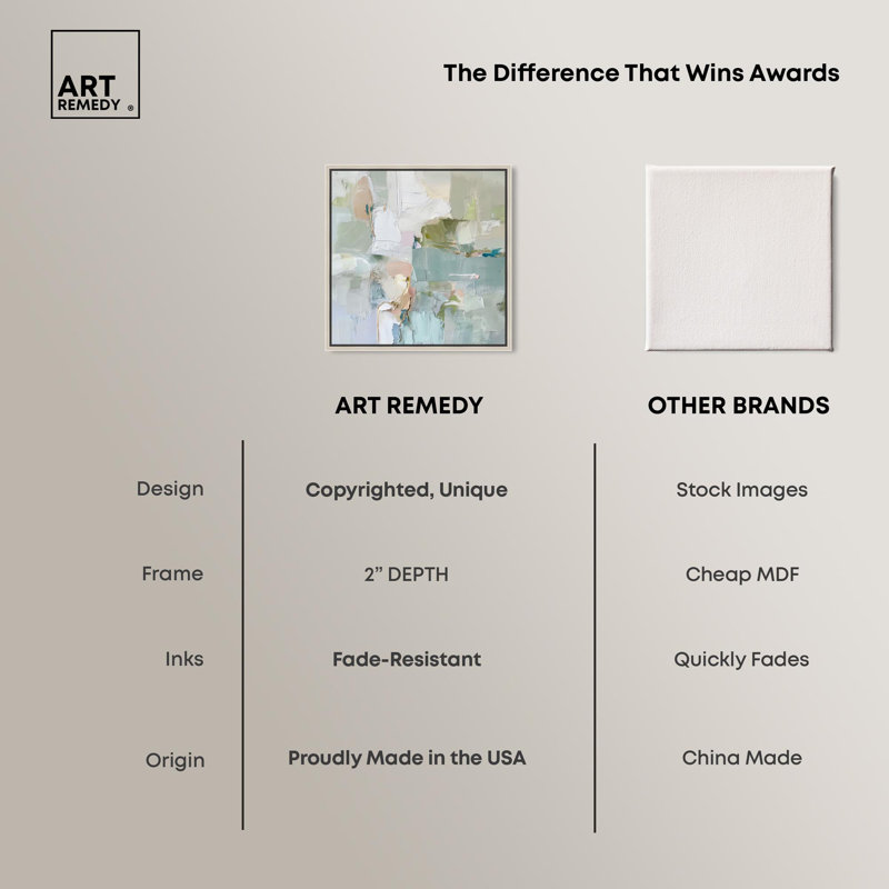 Jade Sweep I Canvas Minimal Abstracts by Art Remedy, 31" H x 31" W, Floater Framed Print, Gold