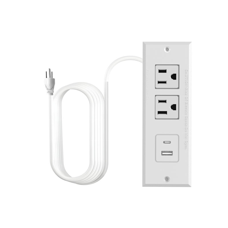 Station de charge encastrée encastrée avec multiprise et prise USB pour protection contre les surtensions