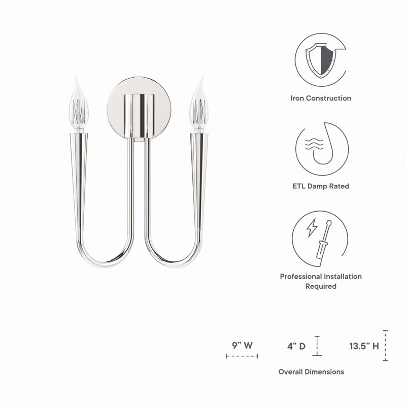 Polished Nickel Modern 2-Light Wall Sconce