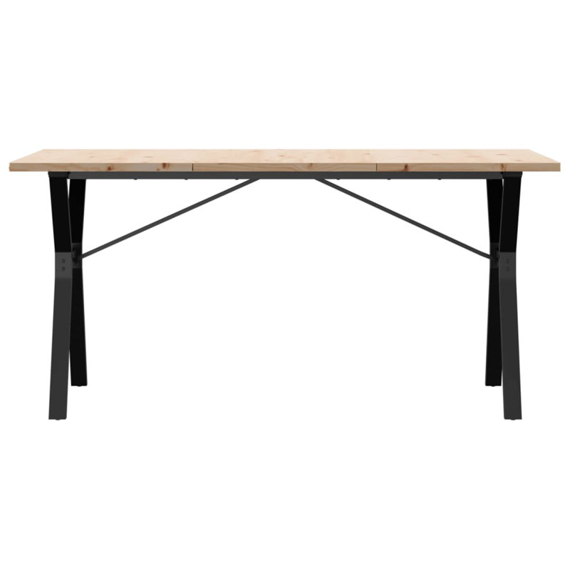 vidaXL Dining Table Y-Frame Solid Wood Pine and Steel, 75.5cm H x 140cm L x 80cm W
