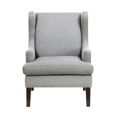 Gray Fabric Accent Chair, Plywood Base, Foam Seat Cushion, 20.5" Depth Living Room Upholstery, Removable Cushion Cover, 21" Width
