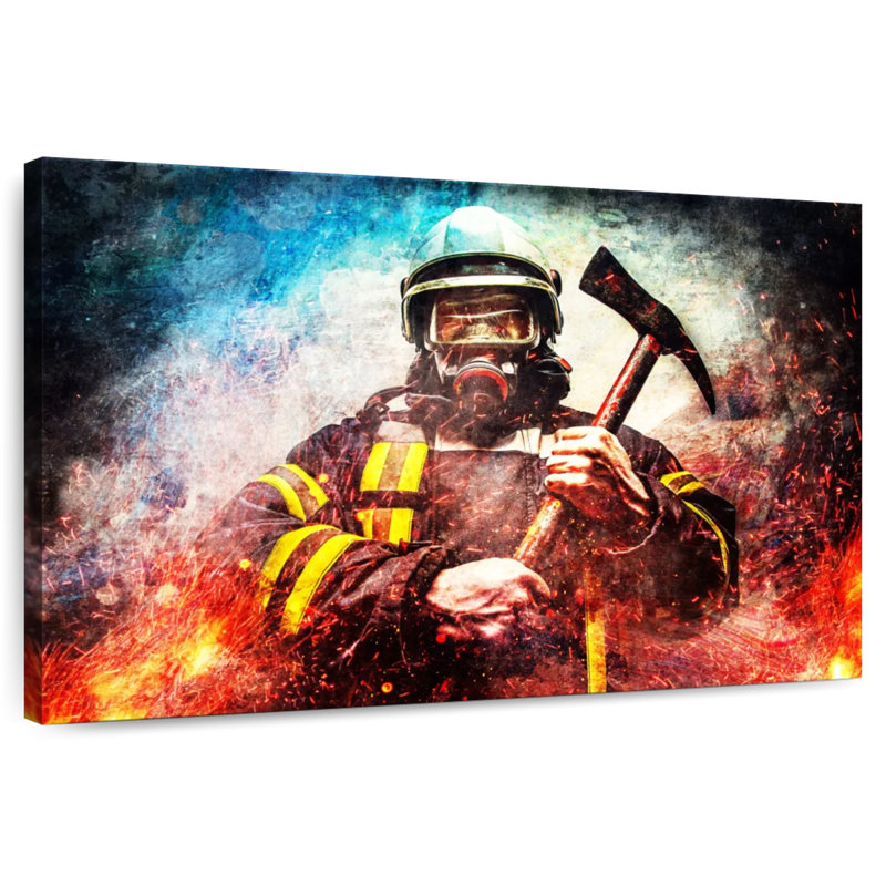 Lelar Masked Firefighter, 30" H x 45" W