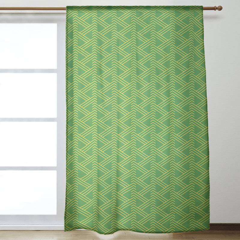 Jordao Room Darkening Curtain Single Panel, Green/Yellow