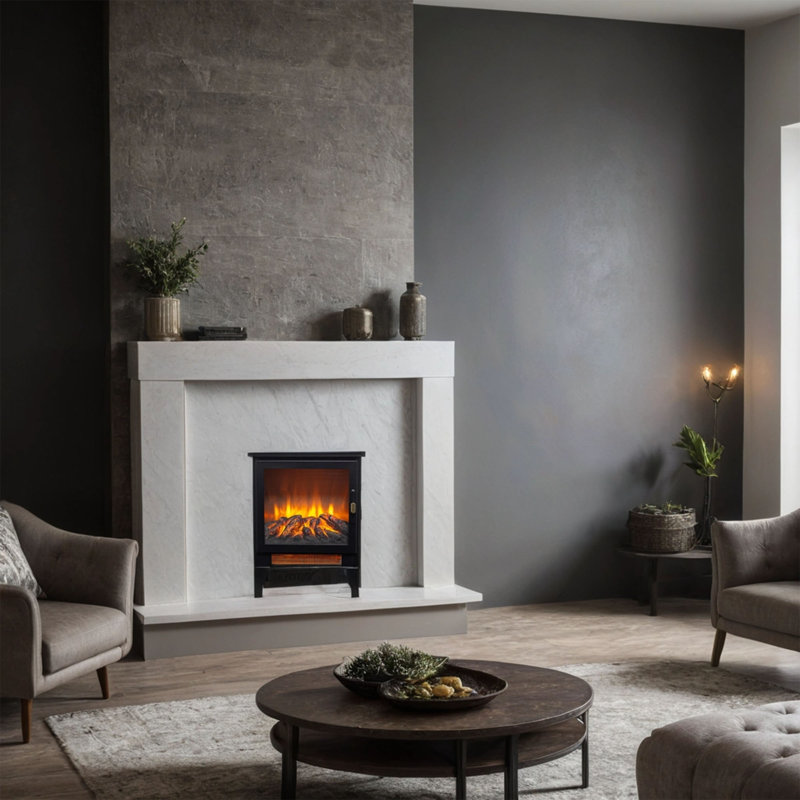 Foyer électrique sur trois côtés avec effet de flamme 3D et télécommande, H 18 po x l 14,2 po x P 8 po