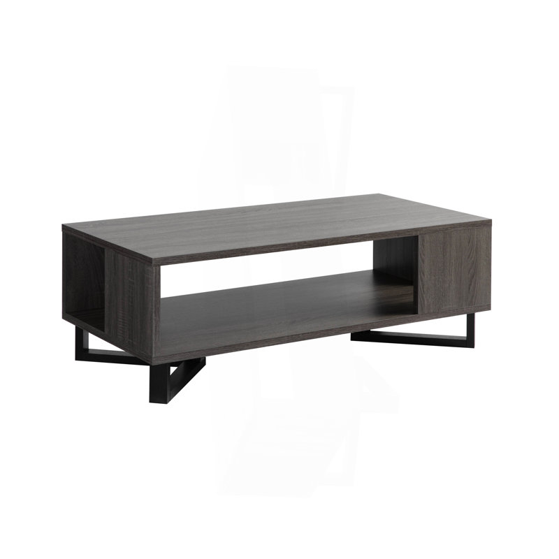 Table basse patinée gris et noir