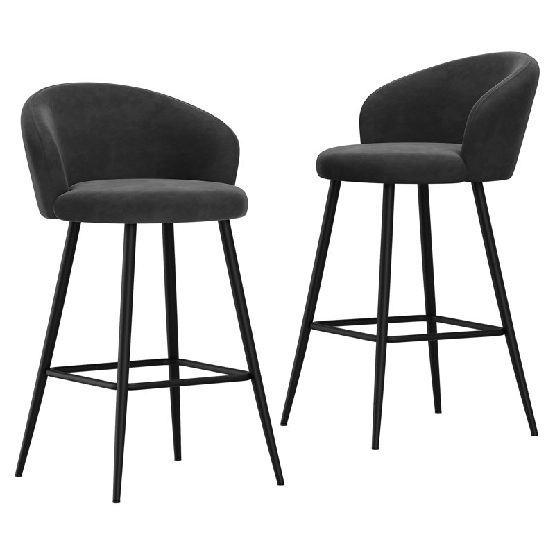 Yes Upholstered Bar Stool, Gray, 61cm