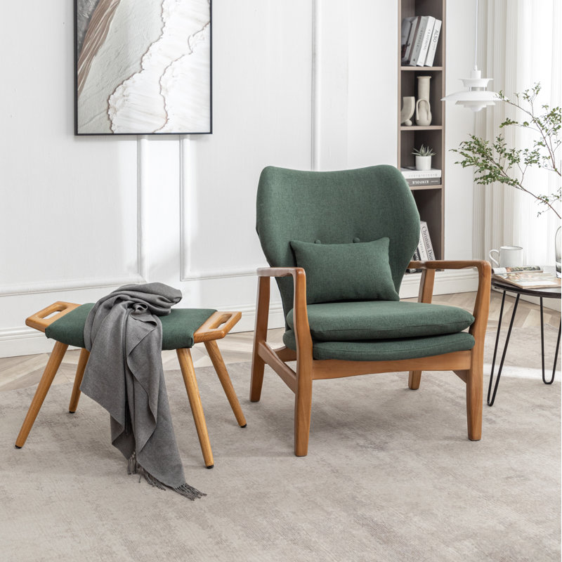 Méridienne avec repose-pieds 26 po Leifer, Polyester vert