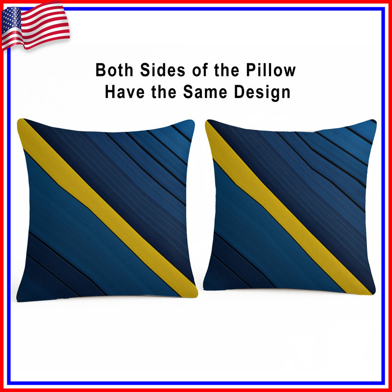 Coussins décoratifs à rayures bleues et jaunes, 20 x 20 pouces