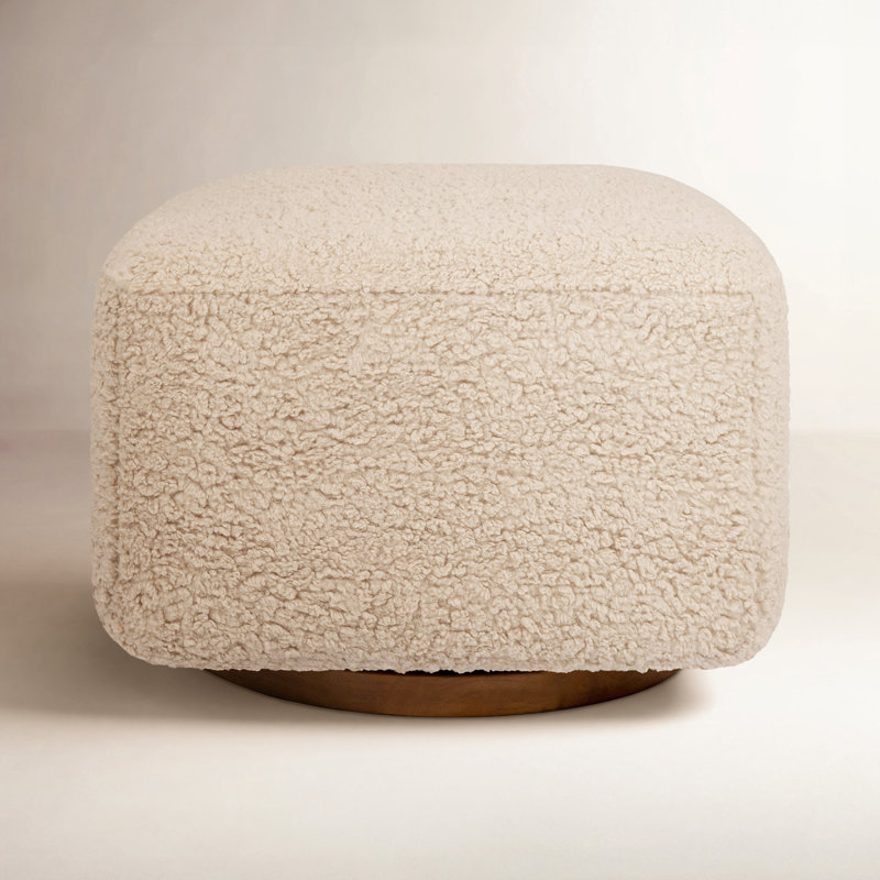 Kiwi Gliding Ottoman, Brown, Beige Teddy Loop