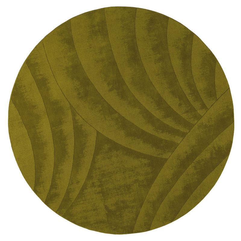 Volute Hand Woven Wool Abstract Area Rug, Round 8'2"