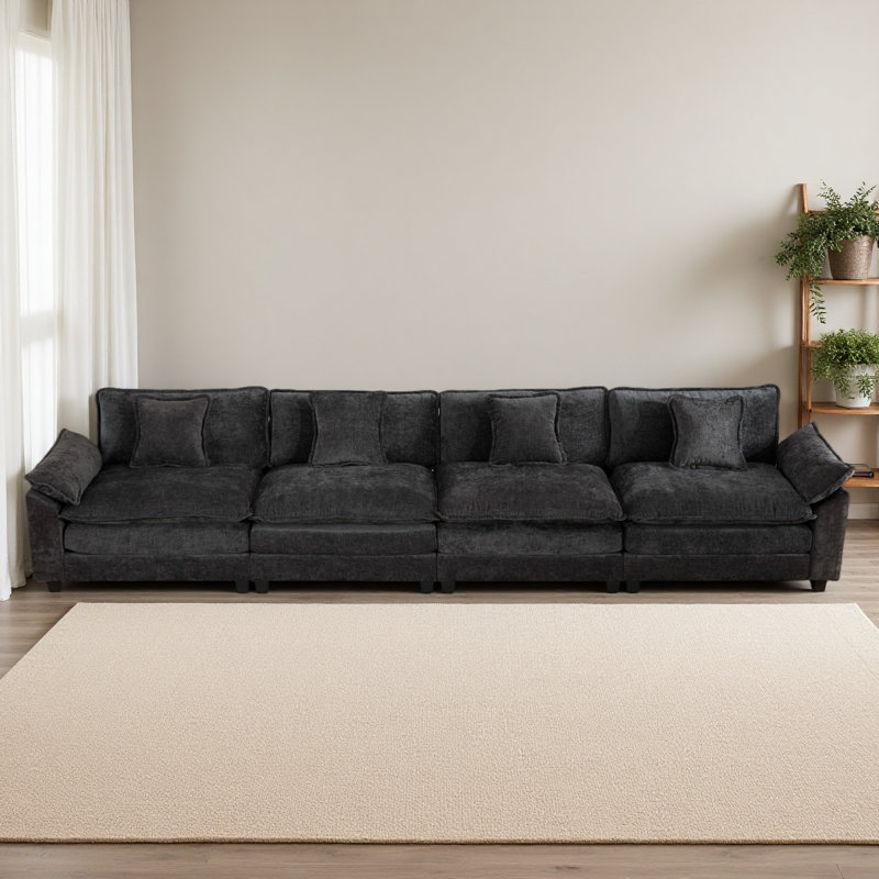 Accoudoirs plus larges avec 3 sièges, canapé modulaire moderne, pour le salon, la chambre à coucher et les appartements, coussin de siège rembourré à double couche confortable, tissu chenille respirant