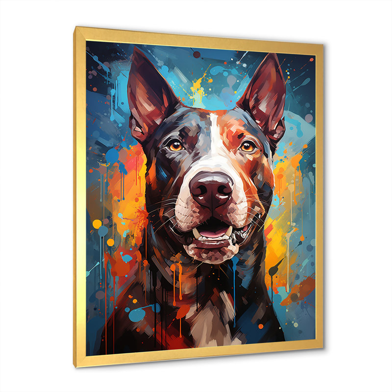 Impression sur toile Bull Terrier Boldness I, H 44 po x l 34 po x P 1,5 po, Cadre doré simple