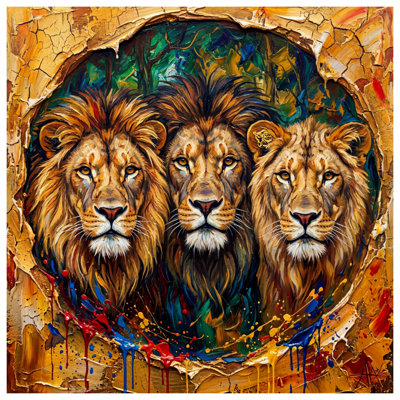 Tapisserie murale «Three Majestic Lions» - décoration murale Lions