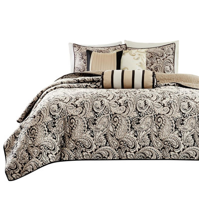 Thornton 6-Piece Jacquard Quilt Set with Cozy Throw Pillows